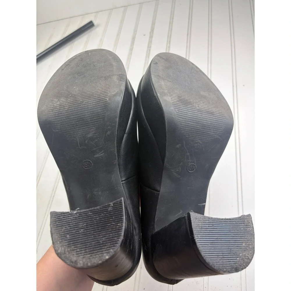 Lane Bryant Vintage Y2K Black Platform Mary Jane Chunky Heels Women's Size 8.5